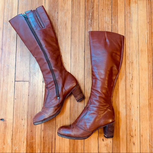 vintage leather knee high boots